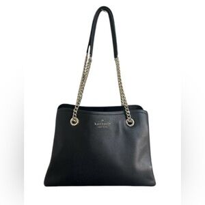 Kate Spade Jordyn Black Pebble Leather Medium 3 Compartment Tote EUC